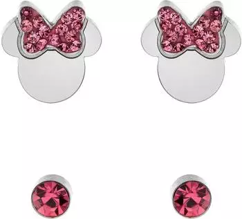 Disney Minnie Mouse Ohrringe-Set Edelstahl, Kristall rosa (S600149RPL-B.CS)