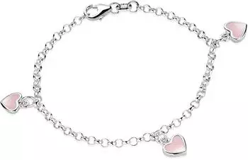 Materia Kinderarmband Herzen rosa Emaille, 925 Silber, 16cm (SA-100)