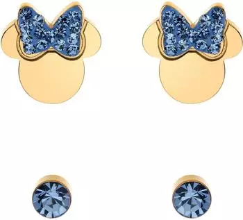 Disney Minnie Maus Ohrhänger Edelstahl gold, Kristall blau (S600149YRDL-B.CS)