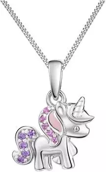 ZEEme Einhorn Halskette für Kinder, 925 Silber rhodiniert, Zirkonia pink/lila (500245644)