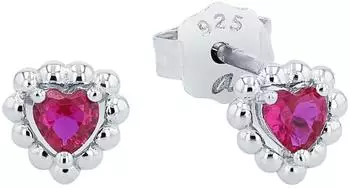 Amor Ohrstecker Herz 925er Silber, pink, Mädchen (2021187)