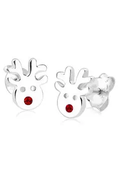 Elli Rentier Ohrstecker Kristalle, Kinder, 925 Silber, rot (4061777)