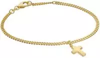 trendor 21581 M&auml;dchen-Armband mit Kreuz 925 Silber Vergoldet Panzerband