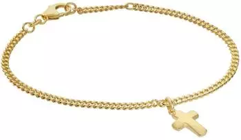Trendor Mädchen-Armband mit Kreuz, 925 Silber vergoldet, Panzerband (21581)