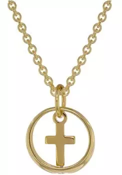 Trendor Taufring Anhänger mit Kreuz, Gold 333, vergoldete Silberkette 38cm (39485-38)