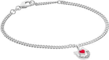 Trendor Mädchen-Armband mit Hufeisen/Herz, 925 Silber rhodiniert (21626)