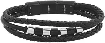 Tom Tailor Armband Edelstahl & Leder, bicolor, Jungen (2100612)