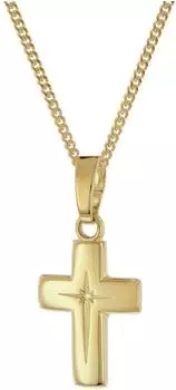 Trendor Kreuz-Anhänger Kinder Gold 585/14K mit goldplattierter Kette 38cm (28392-38)