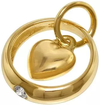 Trendor Taufring mit Zirkonia und Herzchen, Gold 585/14K (75431)