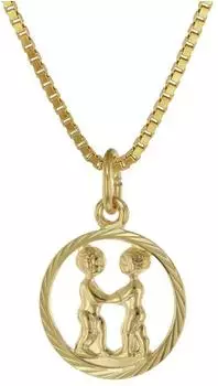 Trendor Sternzeichen Zwilling Anhänger 333 Gold mit goldplattierter Kinder-Kette (75990-06)