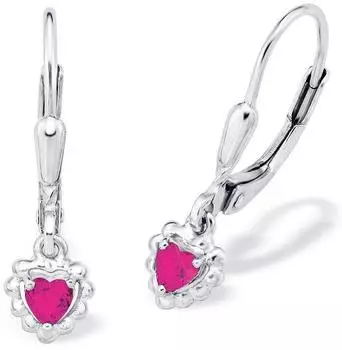 Amor Ohrh&auml;nger Herz Sterling Silber 925 fuchsia/pink mit Zirkonia, M&auml;dchen (2021183)