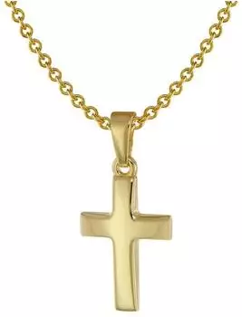 Trendor Kreuzanhänger Kinder Gold 333 + Halskette Silber vergoldet 38cm (75692-38)