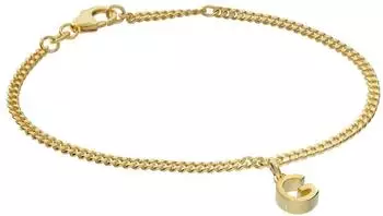 Trendor Mädchen-Armband mit Buchstabe G, 925 Silber vergoldet (21602-G)