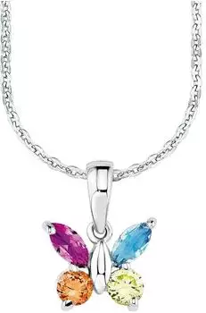 Amor Schmetterling Anh&auml;nger-Kette bunt, Silber 925, M&auml;dchen (555654)