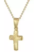 trendor 28216 Kreuz-Anh&auml;nger f&uuml;r Kinder Gold 333 An Vergoldeter Silberkette