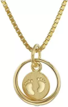 Trendor Taufring Babyfüße 585/14 Karat Gold mit vergoldeter Kette (75395-42)
