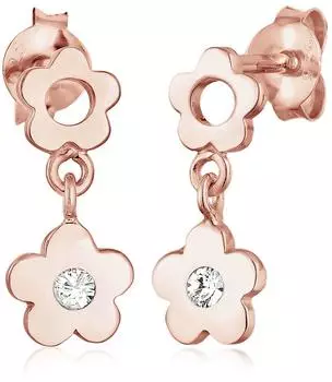 Elli Ohrstecker Kinder Blume Blüte rosegold 925 Silber mit Kristall (52063460-15)
