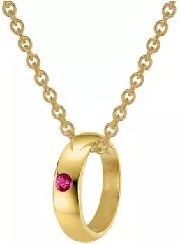Trendor Taufring mit Rubin, Gold 585/14 Karat, plattierte Kette 40cm (75401-40)