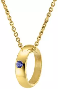 Trendor Taufring-Anhänger Gold 333 mit Saphir, goldplattierte Kette 38cm (68062-38)