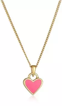 Elli Halskette Kinder Herz Anhänger Emaille, pink, 925 Silber (27738422-36)