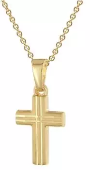 Trendor Kreuz-Anhänger Kinder Gold 333/8K an vergoldeter Silberkette 38cm (28220-38)