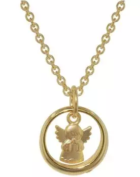 Trendor Taufring-Anhänger mit Engel, Gold 333, goldplattierte Kette 38cm (72931-38)