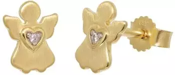 Trendor Engel-Ohrstecker Mädchen Gold 333/8K Zirkonia (28740)