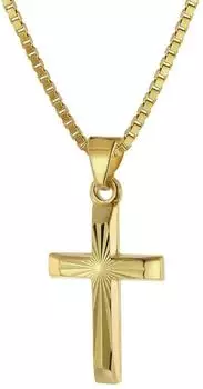 Trendor Halskette mit Kreuz für Kinder, Gold 333/8 Karat (39520-38)
