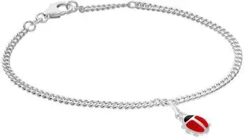 Trendor Mädchen-Armband Panzerband mit Glückskäfer, 925 Silber rhodiniert (21575)