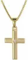 trendor 08516 Kinder Kreuz Gold 333 mit Zirkonia und goldplattierte Kette
