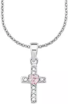 Amor AMR-N0034 Kinderkette, Unisex, 925 Silber, Zirkonia, Kreuz- & Herzanh&auml;nger (2021302)