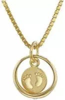 trendor 75395 Taufring Babyf&uuml;&szlig;e Gold 585 / 14 Karat mit vergoldeter Kette