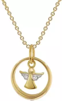 Trendor Taufring mit Engel, Gold 333, vergoldete Kette 38cm (28212-38)