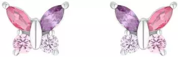 Amor Schmetterling Ohrstecker Silber 925 mit Zirkonia, pink/lila/rosa (2036528)