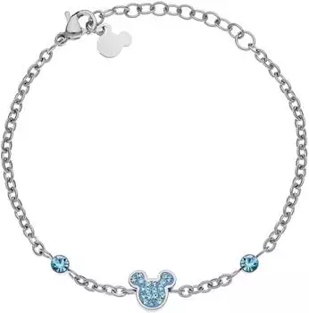 Disney Mickey Mouse Armband Edelstahl mit blauen Zirkoniasteinen (B600590RQL)