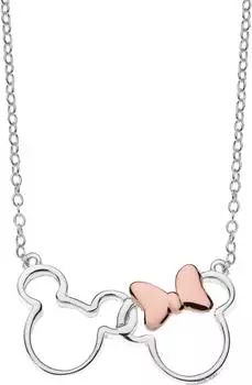 Disney Minnie & Mickey Mouse Halskette mit Anhänger, Silber bicolor, Damen (N902594TL-18)