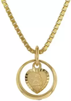 Trendor Taufring mit Amorherz, Gold 585, goldplattierte Silberkette, 40cm (75120-40)