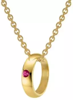 Trendor Taufring mit Rubin, Gold 585/14 Karat, plattierte Kette 38cm (75401-38)