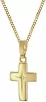 trendor 28392 Kreuz-Anh&auml;nger f&uuml;r Kinder Gold 585/14K mit goldplattierter Kette