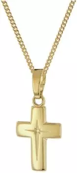 Trendor Kreuz-Anhänger Kinder Gold 585/14K mit goldplattierter Kette 42cm (28392-42)