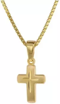 Trendor Kreuz-Anhänger Kinder Gold 585 (14 Kt) mit plattierter Kette (75273)