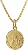 trendor 75214 Kinder Schutzengel Anh&auml;nger Gold 585 mit goldplattierter Kette