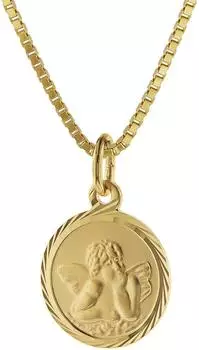 Trendor Kinder Schutzengel Anhänger Gold 585 mit goldplattierter Kette 42cm (75214-42)