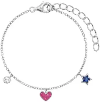 Prinzessin Lillifee Armband "Solit&auml;r Herz Stern" Silber 925 Zirkonia, Kinder (PLI-B0016)