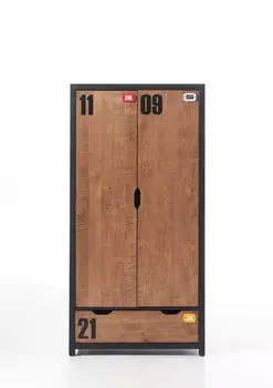 Vipack Alex Kleiderschrank 100cm Kiefer massiv, Schublade, Kleiderstange (11229131-0)