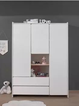Vipack Kiddy Kleiderschrank 2 Schubladen, MDF weiß, 133cm (39612252-0)