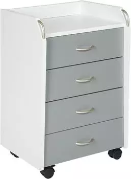 ebuy24 Printi Rollcontainer 4 Schubladen grau/wei&szlig; (13300105)