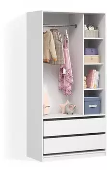 Livinity Trento Kinderkleiderschrank weiß, 7 Fächer, 2 Schubladen, 100x200x50cm (800001620241)