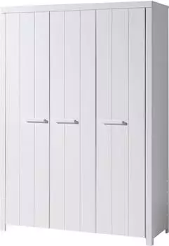 Vipack Erik Kleiderschrank 3-türig, MDF weiß lackiert, 144x206x58cm