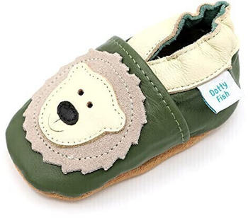 Dotty Fish Weiche Leder Babyschuhe Olivgrüner Bär